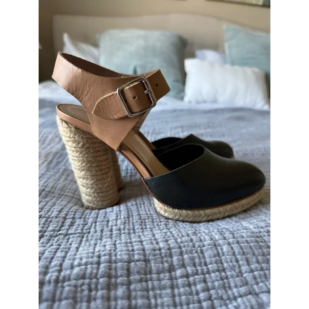 Loeffler Randall Neel Espadrille Pumps Block Heel Sandals Sz 7.5